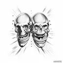 smile now cry later in skulls tattoo design idea