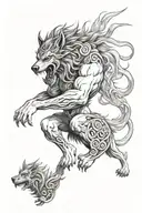 Fenrir fighting whit odin tattoo design idea