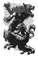 Odin VS Fenrir Fight till the end tattoo design idea