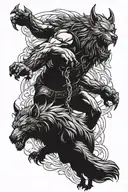 Odin VS Fenrir Fight till the end tattoo design idea