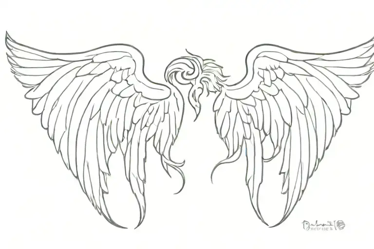 demon and angel wings spread tattoo design idea