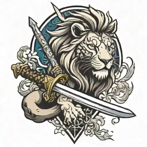 lion claw sword kan tattoo design idea