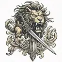 lion claw sword tattoo design idea