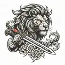 lion claw sword tattoo design idea