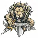 lion claw sword tattoo design idea
