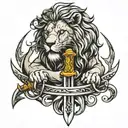 lion claw sword tattoo design idea