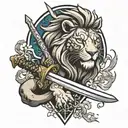 lion claw sword kan tattoo design idea