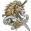 lion claw sword kan tattoo design idea