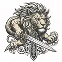 lion claw sword kan tattoo design idea
