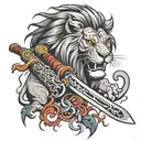 lion claw sword kan tattoo design idea