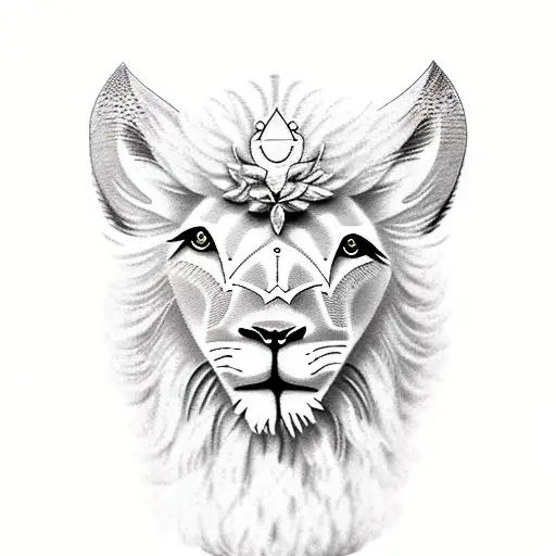 lion lamb and dove tattoo design idea