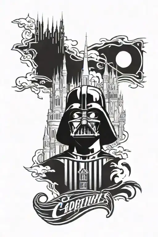 Disney castle, Washington capitals, Baltimore Ravens, Baltimore Orioles, Clemson Tigers, Darth Vader, Thrawn tattoo design idea