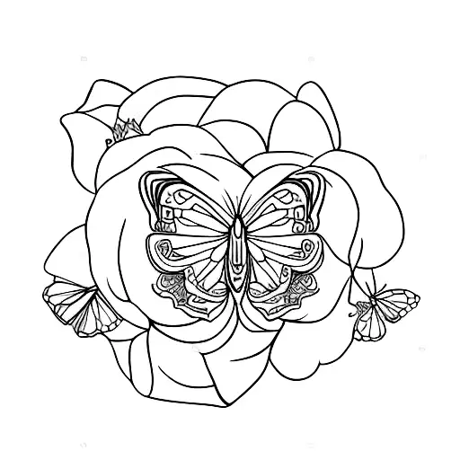 mariposa desvanecida con gerberas tattoo design idea
