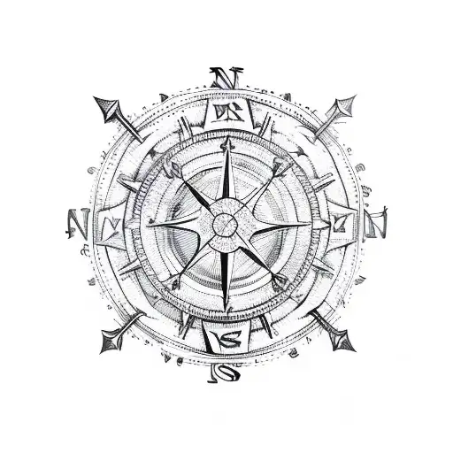 vegvisir in a nautical compass tattoo design idea