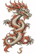 Dragon with red accents tattoo design idea