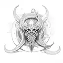 A mythical Viking creature, half-human and half-dragon tattoo design idea
