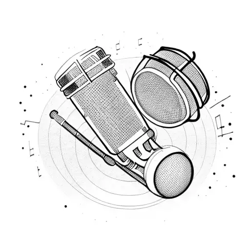 microphone cello piano tattoo design idea