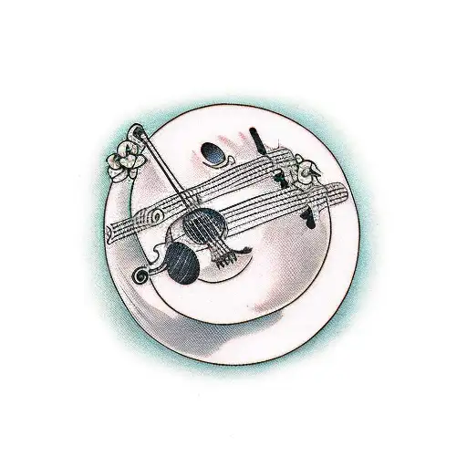 microphone cello piano tattoo design idea