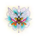 flor de loto con mariposa  tattoo design idea