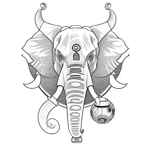 Tree of Life with elephant head and star wars rebel logo tattoo design idea