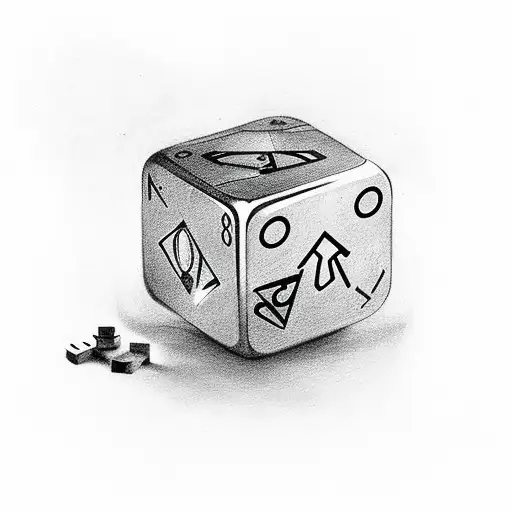 two dice and two cards that have birth months / days on them tattoo design idea