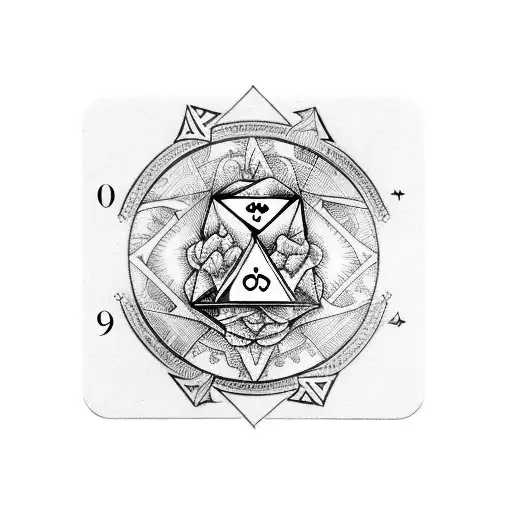 two dice and two playing cards that have birth months / days on them tattoo design idea