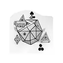 two dice and two playing cards that have birth months / days on them tattoo design idea