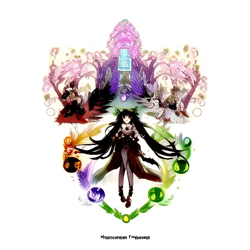 Hades, persephone, cerberus, and phoenix feathers tattoo design idea