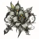 lily flower, cross, saint anthony tattoo design idea