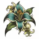 lily flower, cross, saint anthony tattoo design idea