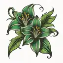 lily flower, cross, saint anthony tattoo design idea