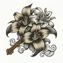 lily flower, cross, saint anthony tattoo design idea