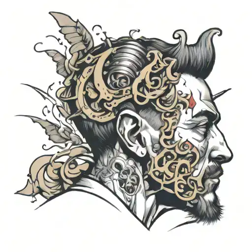 a man overthinking concept exploded head tattoo design idea
