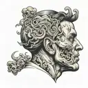 a man overthinking concept exploded head tattoo design idea