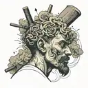 a man overthinking concept exploded head tattoo design idea