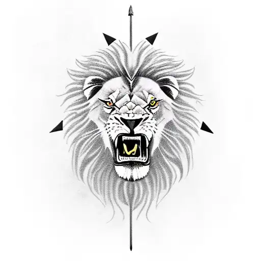 angry lion with arrows through it  tattoo design idea
