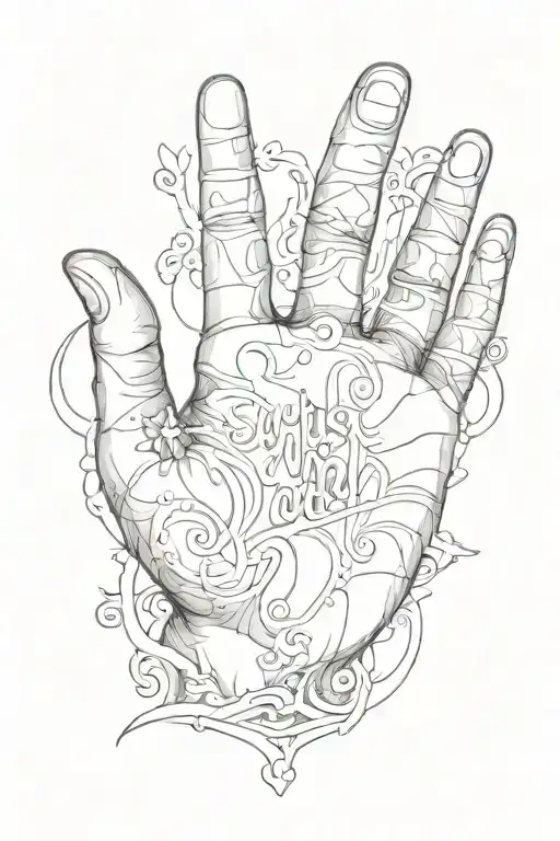 Child's hand and name Steffan  tattoo design idea