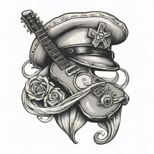 A tattoo design of a nurse's cap with a guitar pick inside it, symbolizing the client's dedication to nursing and passion for music tattoo design idea