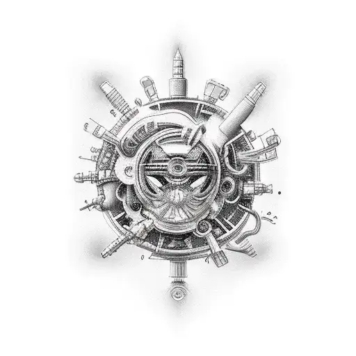 cyberware 3d arm tattoo design idea