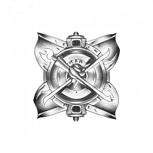 fire department with fire hydrant, axe and pry bar tattoo design idea