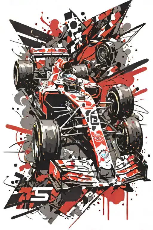 Formula 1 car racing tattoo design idea