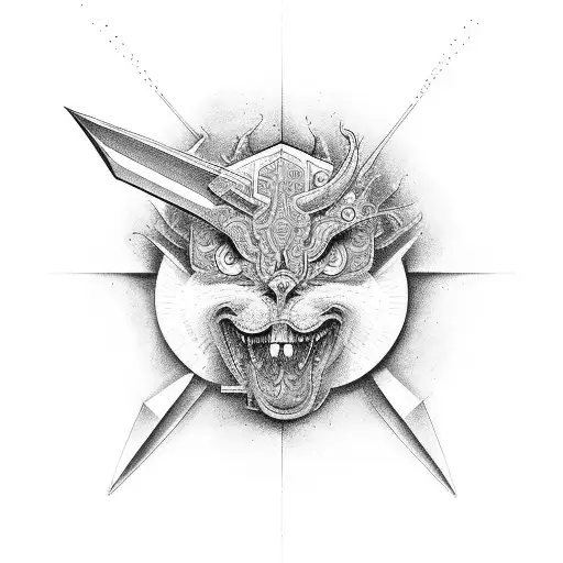 An intricate design combining work tools and a bible verse tattoo design idea