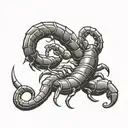 a scorpion made with the letters R C A tattoo design idea