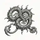 a scorpion made with the letters R C A tattoo design idea
