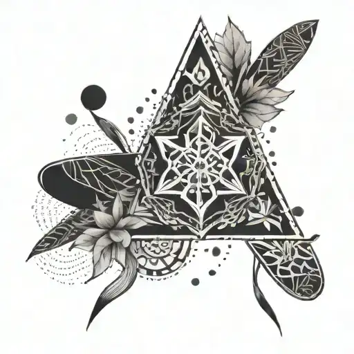 A geometric snowflake design intertwined with surfboards, representing the client's love for both snowboarding and surfing tattoo design idea