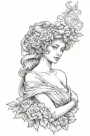 full body Aphrodite realistic beautiful girl shoulder tattoo tattoo design idea