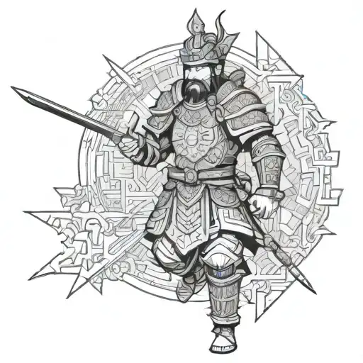 Filipino warrior in korean castle tattoo design idea
