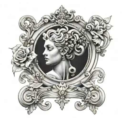 Libra zodiac, baroque tattoo design idea