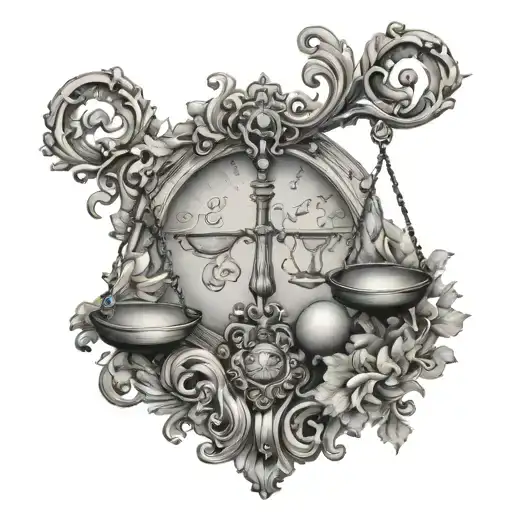 Libra zodiac, baroque tattoo design idea