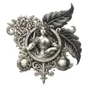 Libra zodiac, baroque tattoo design idea